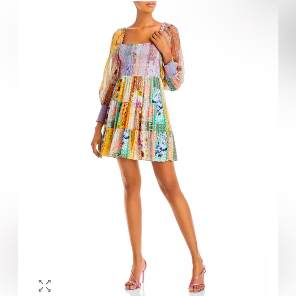 Alice and Olivia Rowen Tiered Square-Neck Tunic Dress